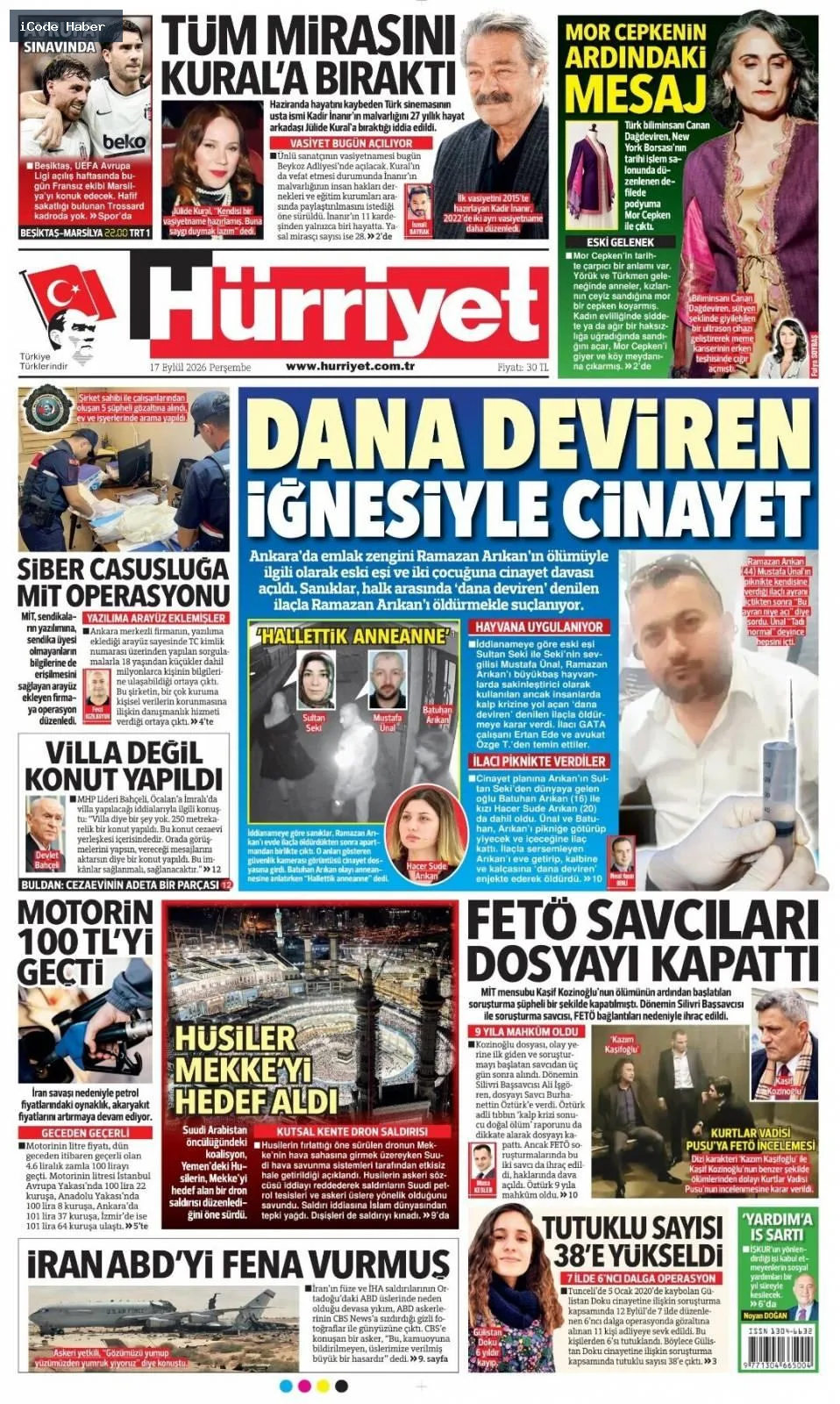 Tarladan sofraya uzanan yol bitmiyor! Vurguncuların saadet zinciri - 17 Eylül 2026 gazete manşetleri