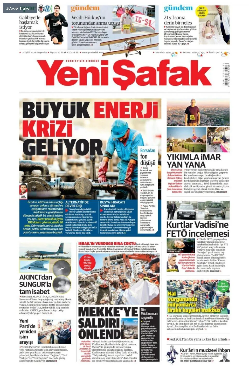 Tarladan sofraya uzanan yol bitmiyor! Vurguncuların saadet zinciri - 17 Eylül 2026 gazete manşetleri