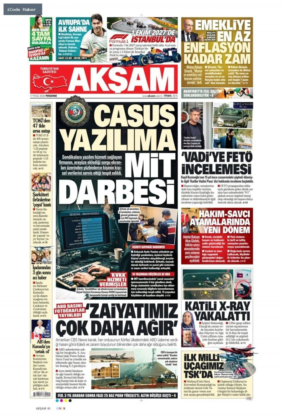 Tarladan sofraya uzanan yol bitmiyor! Vurguncuların saadet zinciri - 17 Eylül 2026 gazete manşetleri