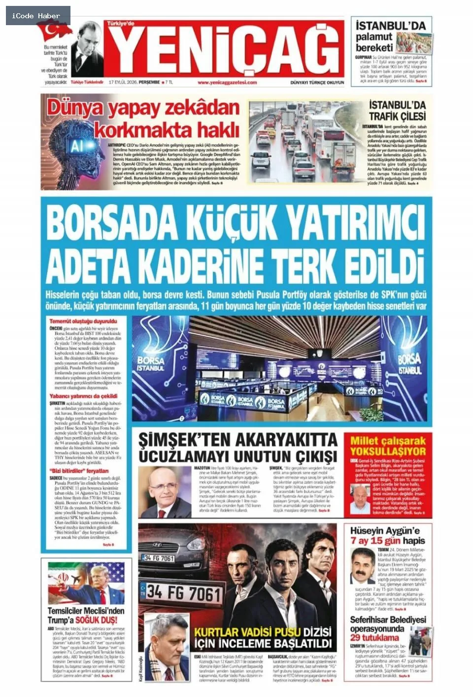 Tarladan sofraya uzanan yol bitmiyor! Vurguncuların saadet zinciri - 17 Eylül 2026 gazete manşetleri