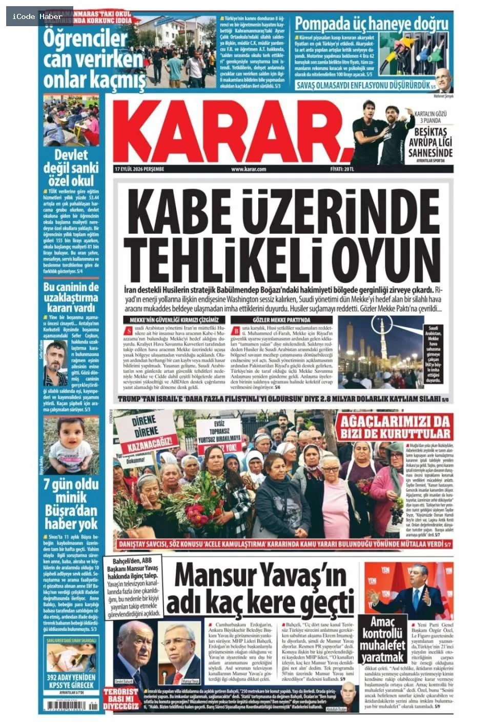 Tarladan sofraya uzanan yol bitmiyor! Vurguncuların saadet zinciri - 17 Eylül 2026 gazete manşetleri