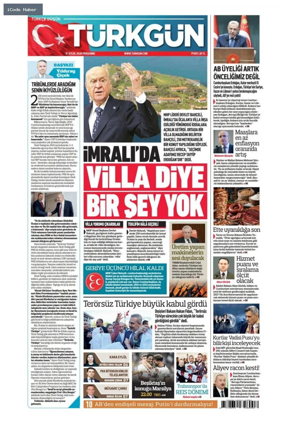 Tarladan sofraya uzanan yol bitmiyor! Vurguncuların saadet zinciri - 17 Eylül 2026 gazete manşetleri
