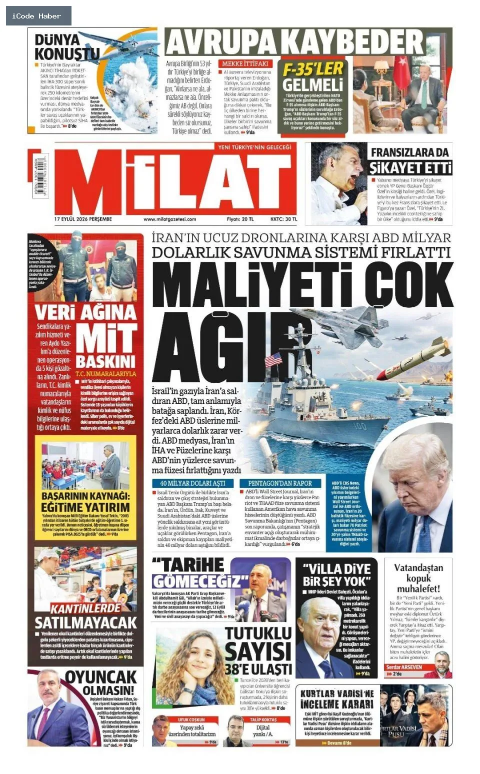 Tarladan sofraya uzanan yol bitmiyor! Vurguncuların saadet zinciri - 17 Eylül 2026 gazete manşetleri