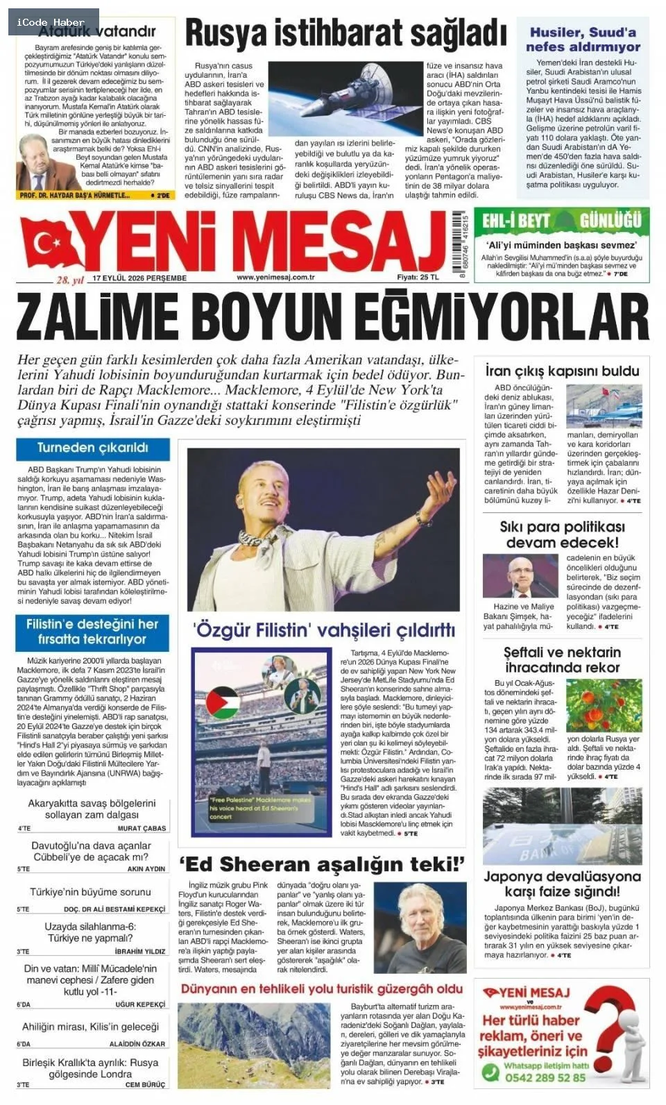 Tarladan sofraya uzanan yol bitmiyor! Vurguncuların saadet zinciri - 17 Eylül 2026 gazete manşetleri