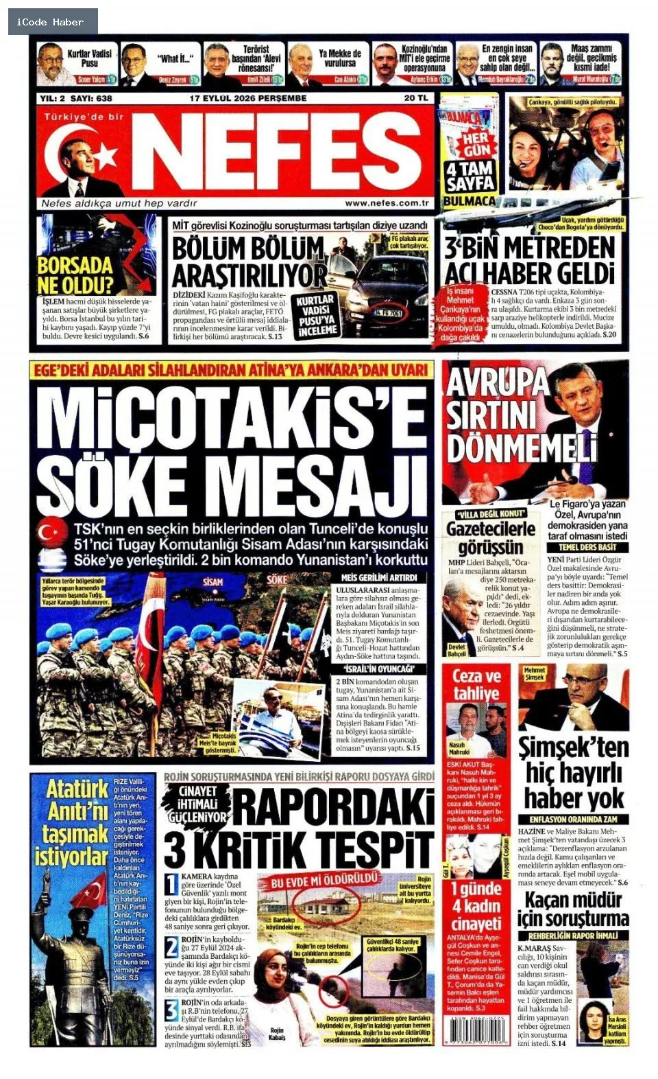 Tarladan sofraya uzanan yol bitmiyor! Vurguncuların saadet zinciri - 17 Eylül 2026 gazete manşetleri
