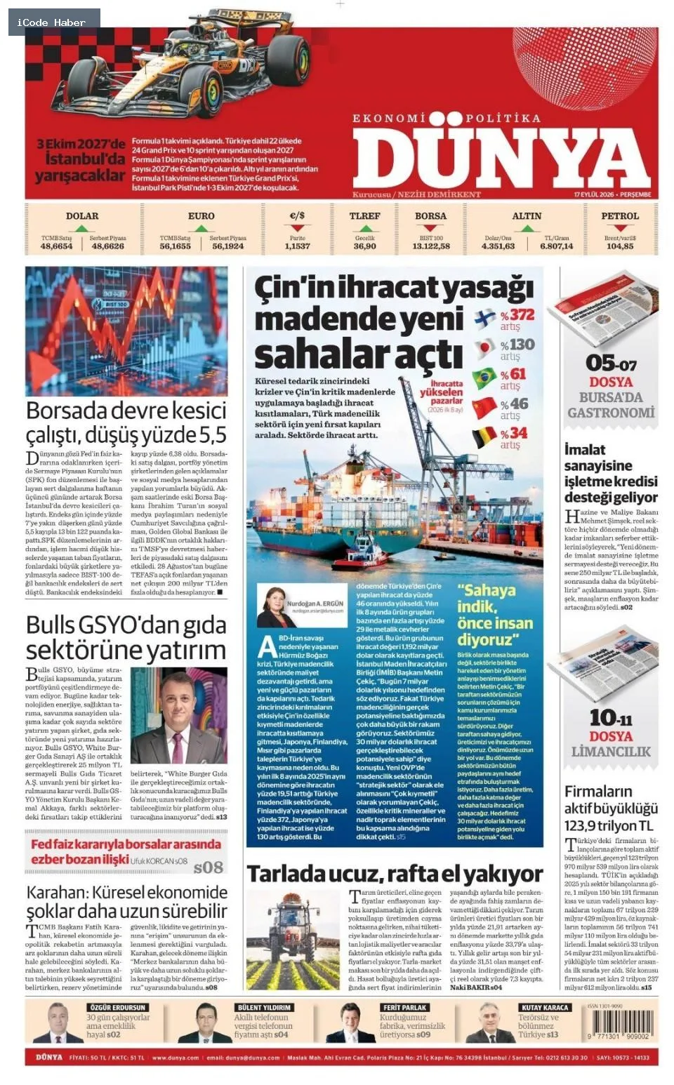 Tarladan sofraya uzanan yol bitmiyor! Vurguncuların saadet zinciri - 17 Eylül 2026 gazete manşetleri