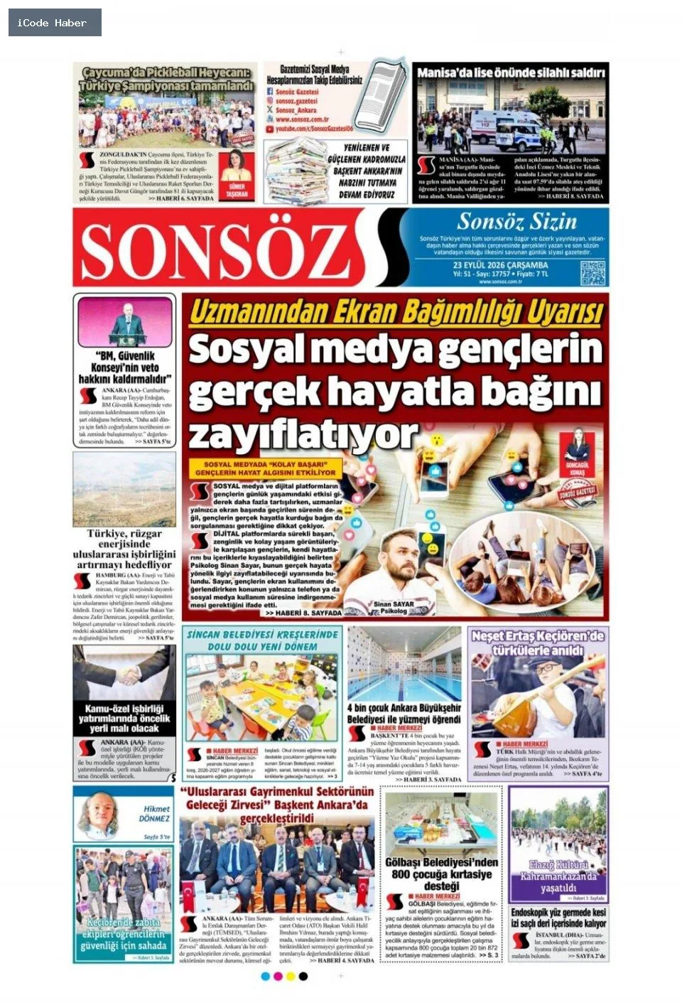 Erdoğan'dan BM'ye 5 maddelik reform teklifi - 23 Eylül 2026 gazete manşetleri