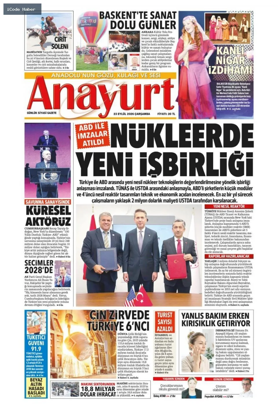Erdoğan'dan BM'ye 5 maddelik reform teklifi - 23 Eylül 2026 gazete manşetleri