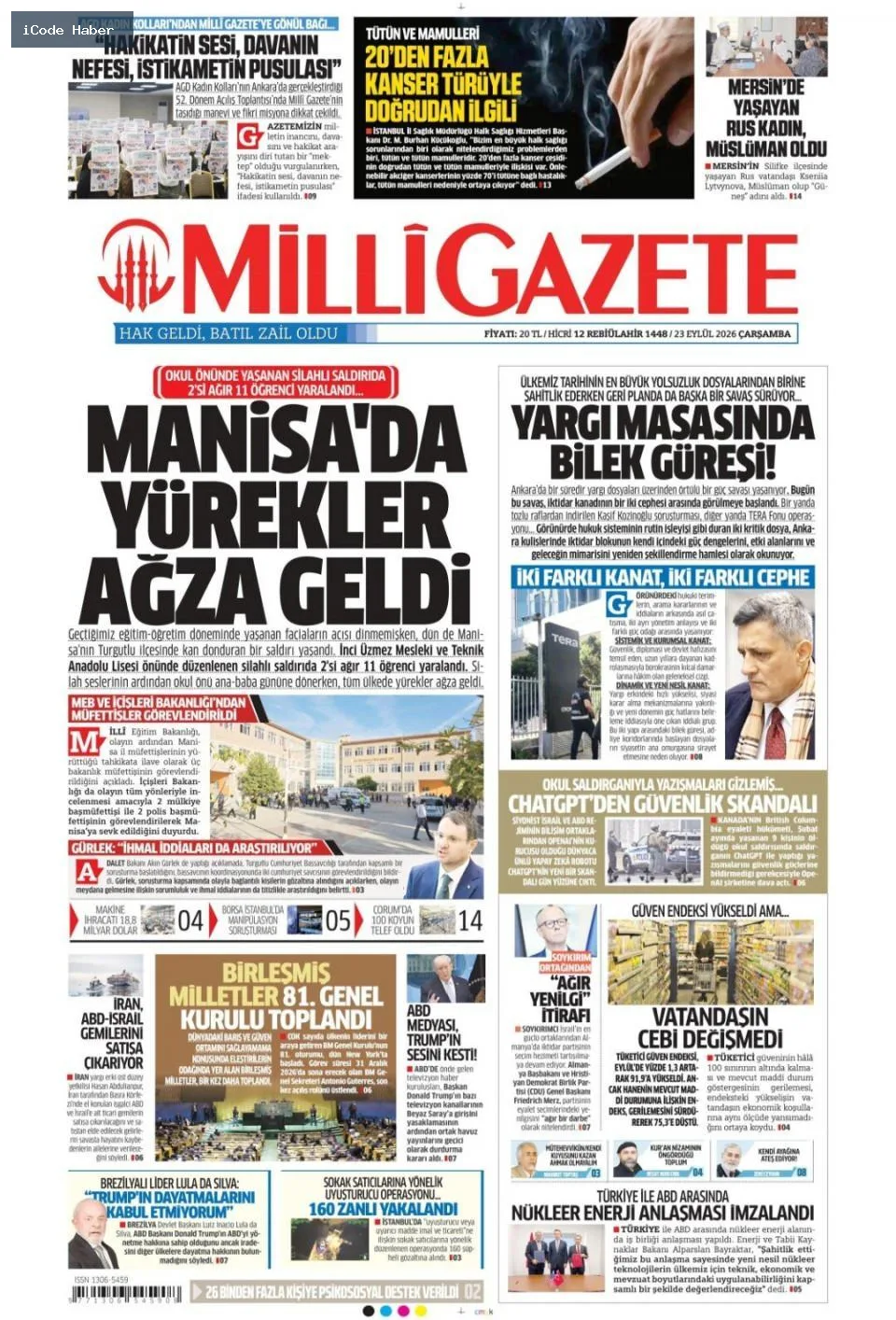 Erdoğan'dan BM'ye 5 maddelik reform teklifi - 23 Eylül 2026 gazete manşetleri