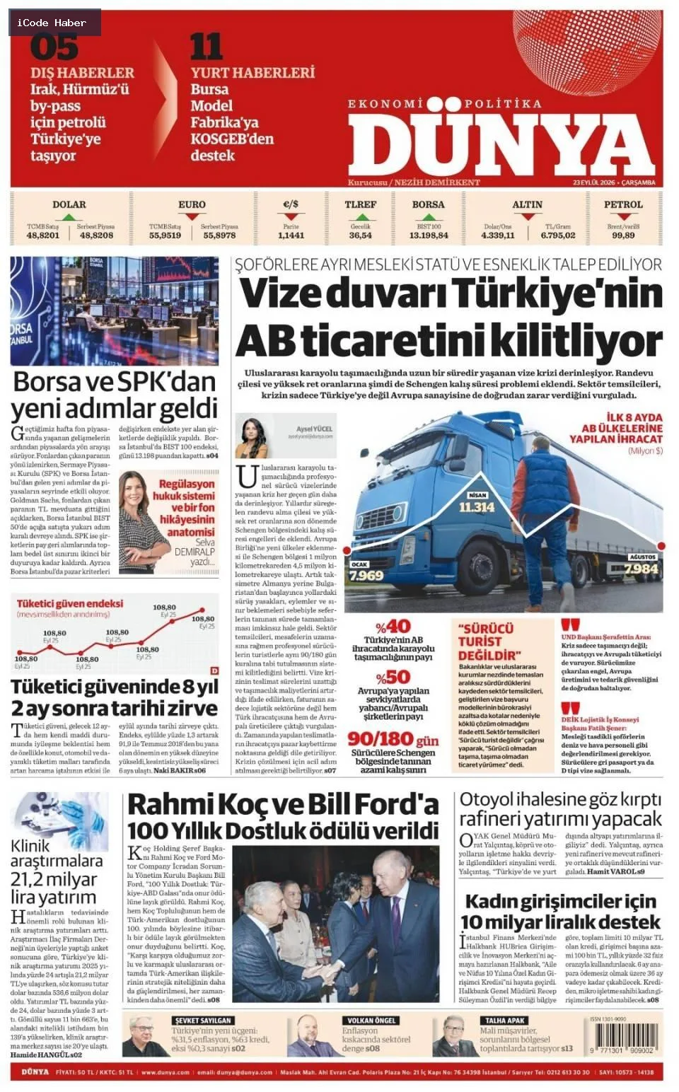 Erdoğan'dan BM'ye 5 maddelik reform teklifi - 23 Eylül 2026 gazete manşetleri