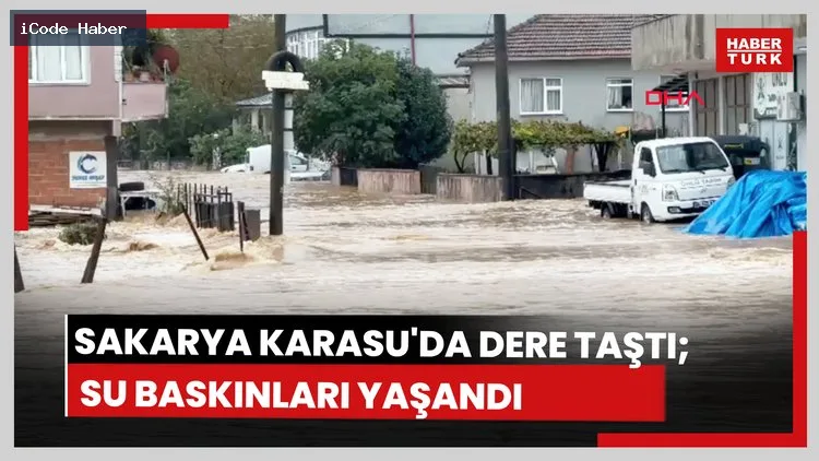 Sakarya Karasu'da dere taştı; su baskınları yaşandı