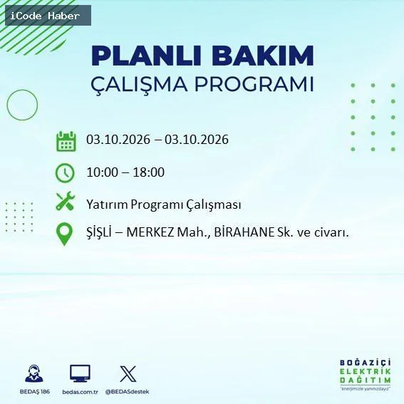 BEDAŞ duyurdu! İstanbul hafta sonu karanlığa gömülecek....